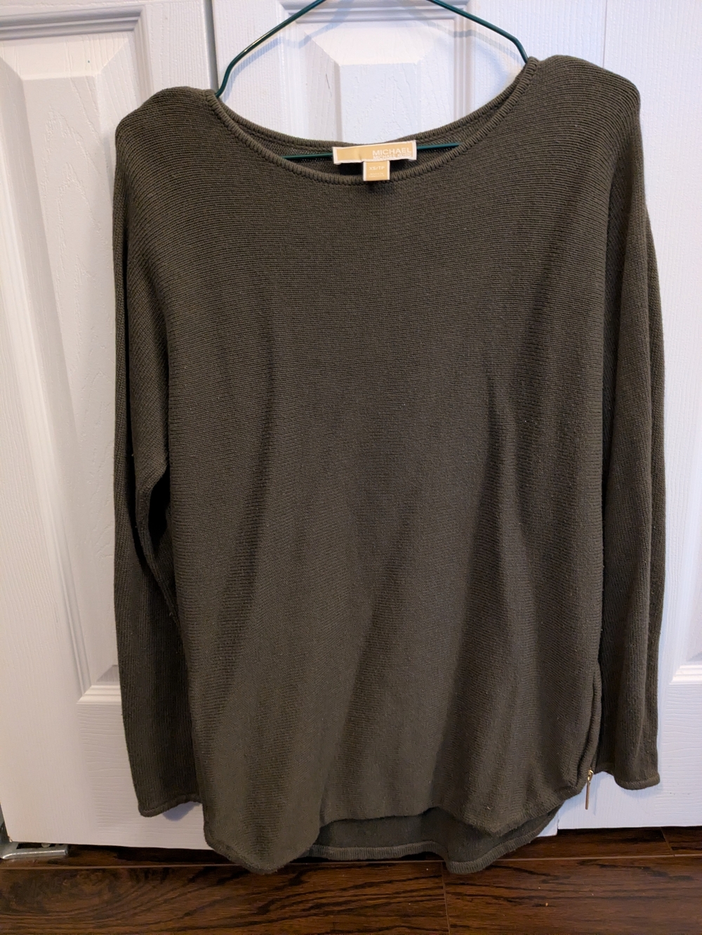 Michael Kors Olive Knit Scoop Neck Pullover